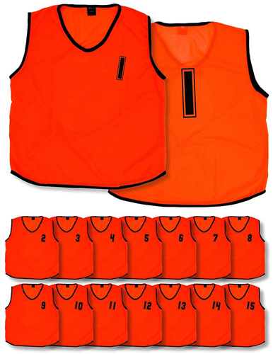 (Pack of 15) Mesh Numberood 1 - 15 Training Bibs (Youths, Adult)